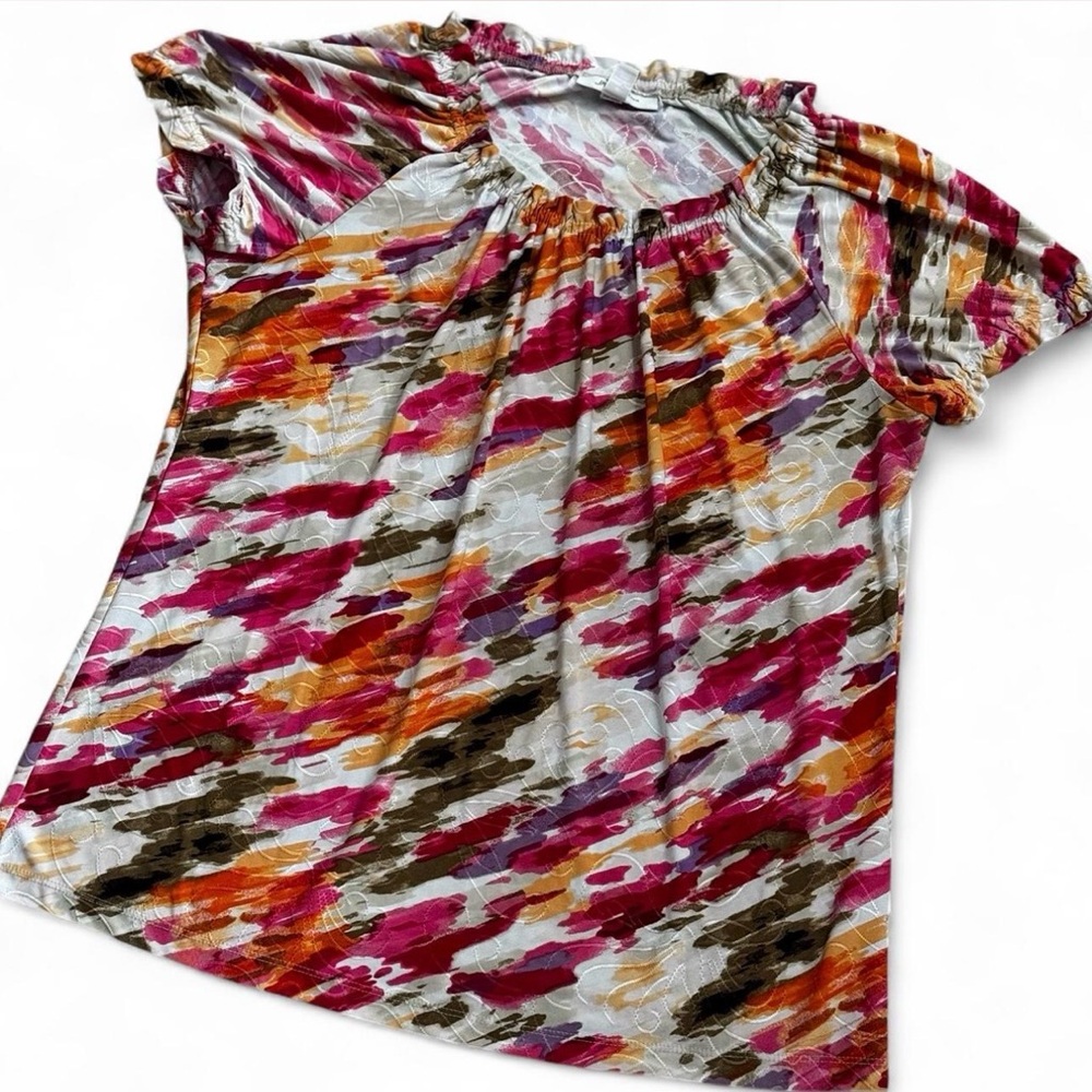JM Collection Multicolor Abstract Blouse